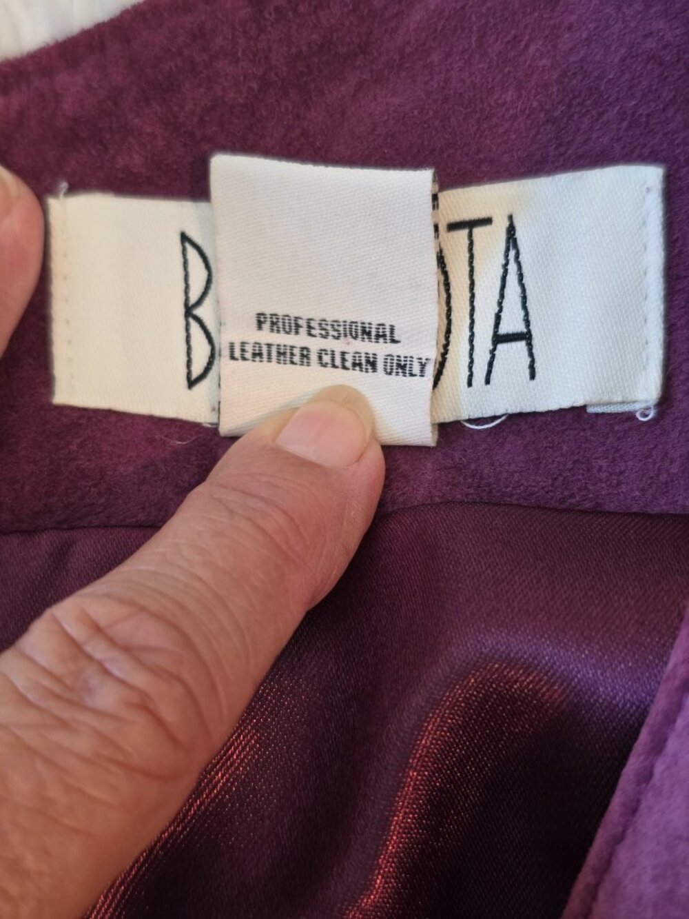 BB Dakota Vintage Style Plum 100% Suede Leather Shift Pinafore Dress Size 8 - Picture 14 of 16